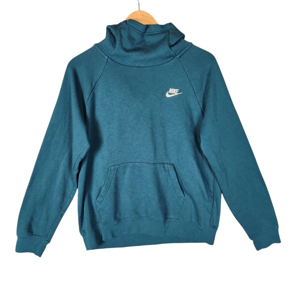 Nike Funnel Neck Hoodie Women's M Teal Blue Pullover Sweatshirt
